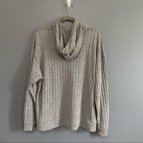 Vero Moda Tilda Ribbed Hoodie Long Sleeves In Light Grey Melange Size XL NWT - Picture 6 of 12